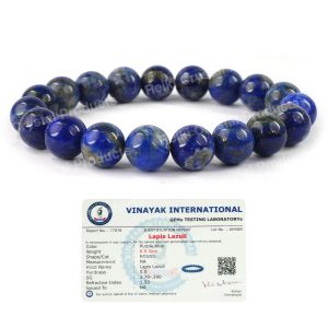 Certified Lapis Lazuli 10 mm Round Bead Bracelet