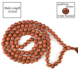Goldstone Brown 8 mm Faceted Bead Mala