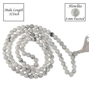 Howlite 8 mm Faceted Bead Mala