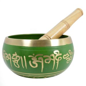 Green Singing Bowl 4 Inch with Wooden Stick