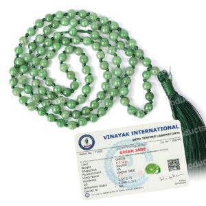 Certified Green Jade 6 mm 108 Round Bead Mala with Certificate