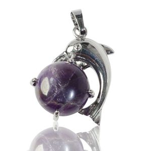 Amethyst Dolphin Shape Pendant with Chain