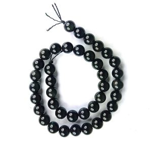 Black Tourmaline 10 mm Round Loose Beads for Jewelry Making Bracelet, Necklace / Mala