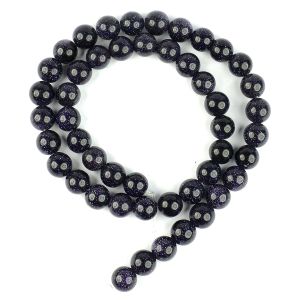 Goldstone Blue 8 mm Round Loose Beads for Jewelery Making Bracelet, Necklace / Mala