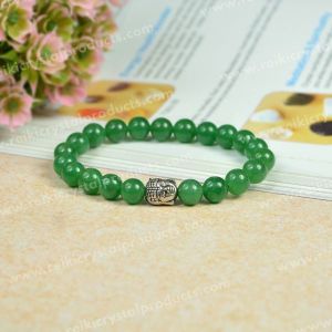 Green Jade / Aventurine with Buddha Head 8 mm Bead Bracelet