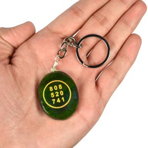 Green Jade Zibu Symbol Stone Cabochon Keychain 1 pc