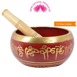 Red Singing Bowl 5 Inch with Wooden Stick
