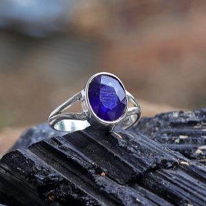 Natural Neelam Blue Sapphire Gemstone Adjustable Ring Original Silver 925 for Women Men - Neelam 6.5 Ct to 7 Ct approx