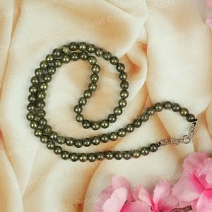 Natural Pyrite 6 mm Round Bead Necklace Mala