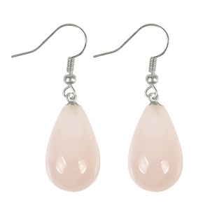 Rose Quartz Crystal Stone Drop Shape Earrings / Tpos / Studs