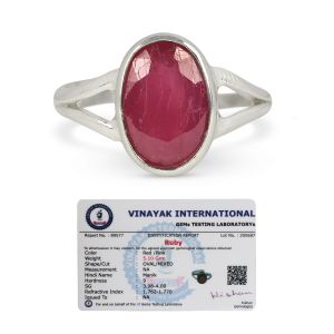  Natural Certified Manik Ruby Gemstone Ring Original Silver 925 Adjustable Ring for Women Men - Ruby 6 Ct to 7 Ct Approx