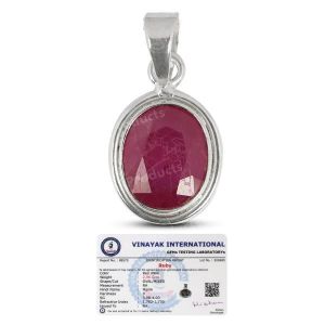  Natural Certified Manik Ruby Gemstone Pendant Original Silver 925 Pendant for Women Men - Ruby 6 Ct to 7 Ct Approx
