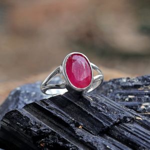Natural Manik Ruby Gemstone Ring Original Silver 925 Adjustable Ring for Women Men - Ruby 6 Ct to 7 Ct Approx