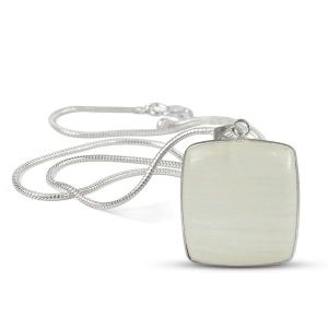 AAA Quality Selenite Square Pendant With Chain