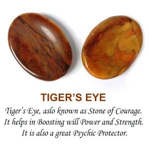 Tiger Eye Worry Stone Palm Stone Crystal Cabochons Oval Shape for Reiki Healing and Crystal Healing Stone Pack of 2 