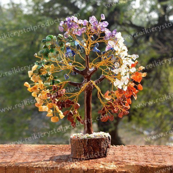 7 Chakra 300 Beads Crystal/Stone Chips Tree for Reiki Healing and