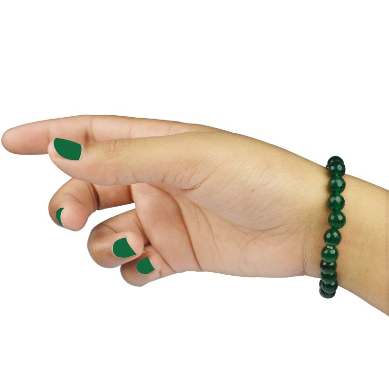 Green Onyx Om Mani Padme Hum 8 mm Engraved Beads Bracelet