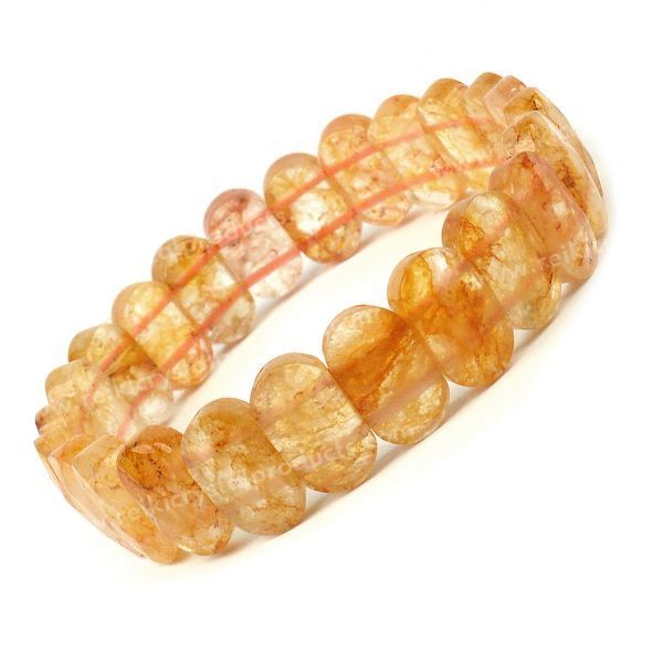 Yellow Round Citrine Beaded Bracelet With Sterling Silver | Elasaro