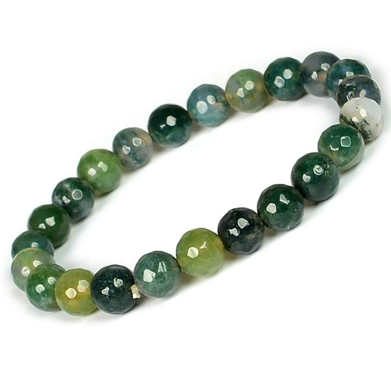 Buy Reiki Crystal Products Natural Moss Agate Bracelet Crystal Stone 10mm  Round Bead Bracelet for Reiki Healing and Crystal Healing Stones | Globally