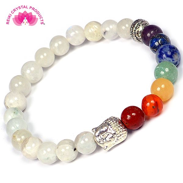 7 Chakras Handmade Rainbow Round Bead Charm Bracelet for Women and Men ,  Unisex Energized 7 Chakra Crystal Bracelet AAA Quality