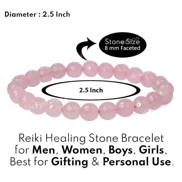 Natural Rose Quartz 8 mm Round Bead Crystal Stone Bracelets