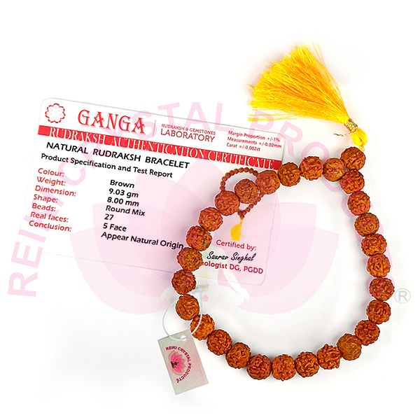 Stackable Bracelet | Stackable bead strand bracelet in red with Rudraksha.