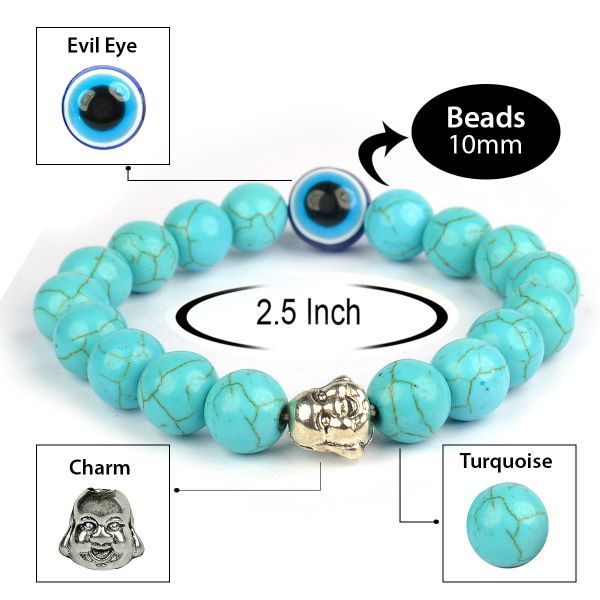 Buy The Bling Stores Buddha Charm With Reiki Infused Healing Evil Eye  Turquoise Stone Bracelet For Men And Women In Stylish Latest Fancy Design,  Mothers Day Gifts Handmade Chakra Bracelets Evil Eye