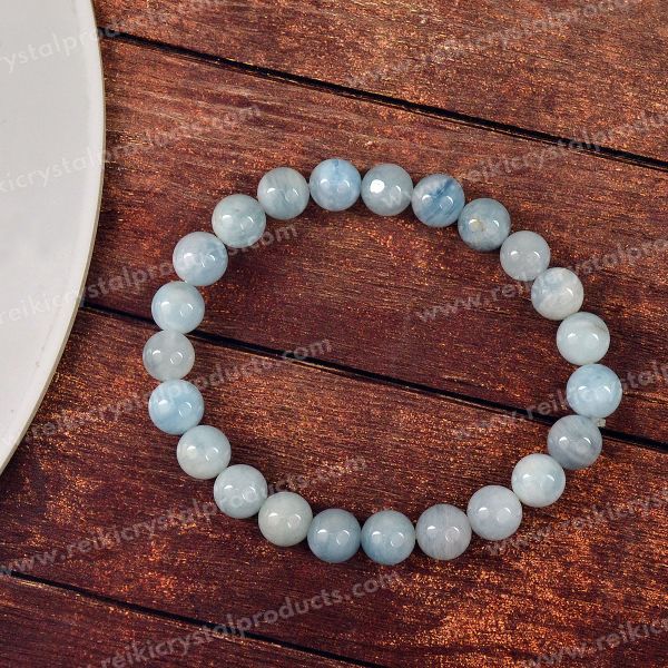 Blue Aquamarine Gemstone Bracelet with Lucky Elephant Sterling Silver Charm  | T. Jazelle
