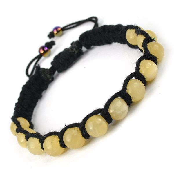 Natural yellow calcite 6 mm round smooth beads stretchable 7 inch bracelet   Healingmeditationprosperity  Mangtum